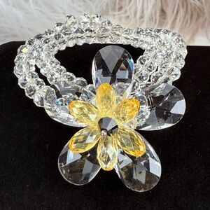 Clear double string floral costume elastic stretch bracelet